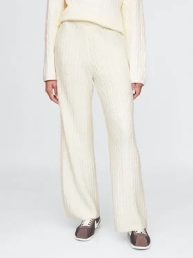 Spodnie sweterkowe z dzianiny typu „cable-knit” z serii CashSoft