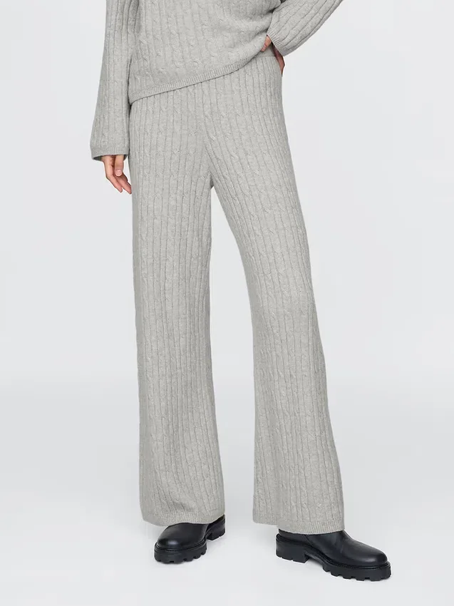 Spodnie sweterkowe z dzianiny typu „cable-knit” z serii CashSoft