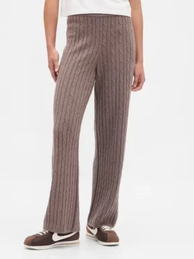 Spodnie sweterkowe z dzianiny typu „cable-knit” z serii CashSoft