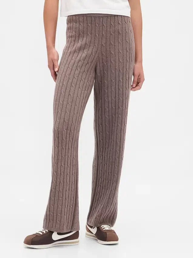 Spodnie sweterkowe z dzianiny typu „cable-knit” z serii CashSoft