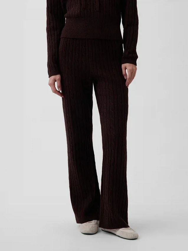 Spodnie sweterkowe z dzianiny typu „cable-knit” z serii CashSoft