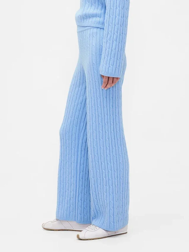 Spodnie sweterkowe z dzianiny typu „cable-knit” z serii CashSoft