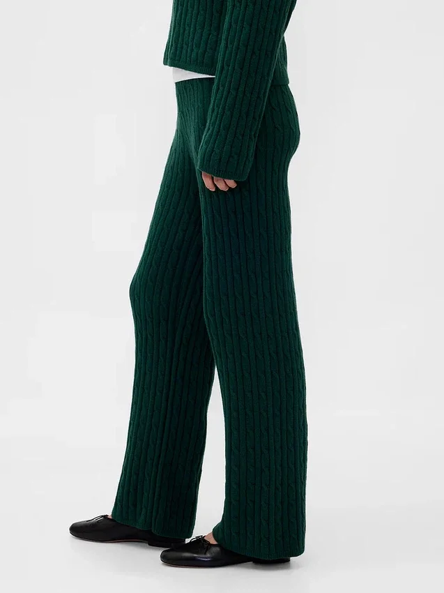 Spodnie sweterkowe z dzianiny typu „cable-knit” z serii CashSoft