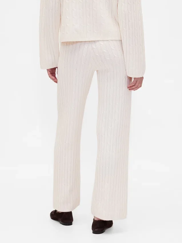 Spodnie sweterkowe z dzianiny typu „cable-knit” z serii CashSoft