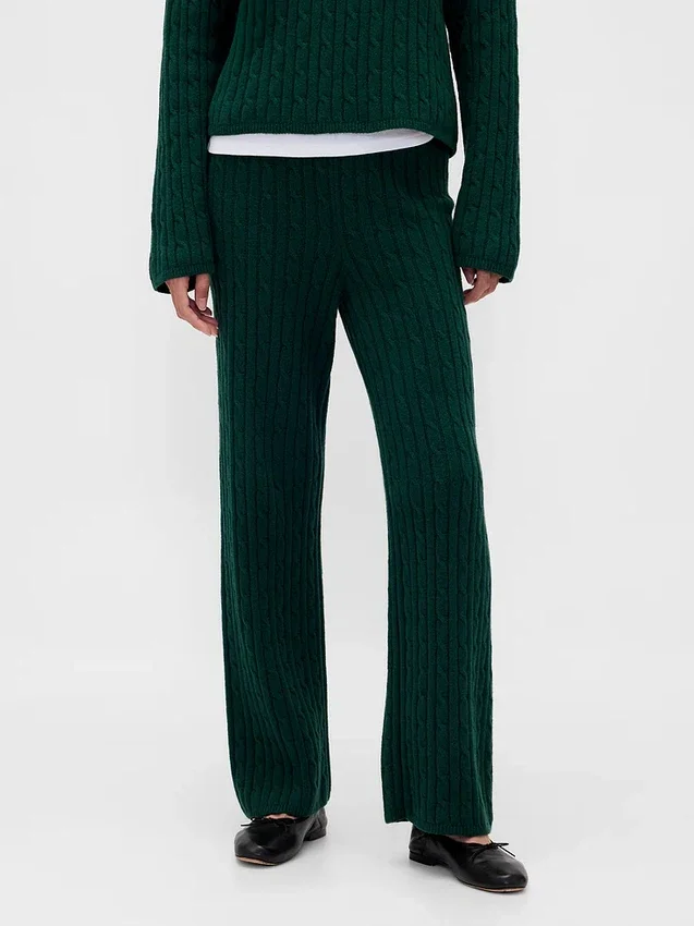 Spodnie sweterkowe z dzianiny typu „cable-knit” z serii CashSoft