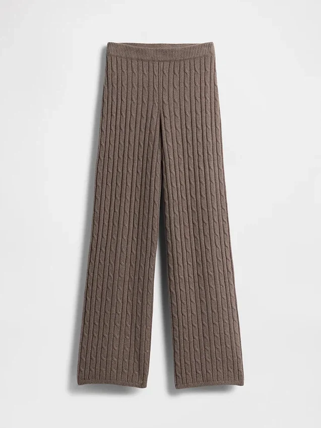 Spodnie sweterkowe z dzianiny typu „cable-knit” z serii CashSoft