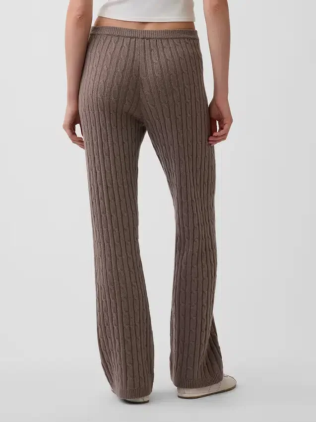 Spodnie sweterkowe z dzianiny typu cable-knit z szerokimi nogawkami CashSoft