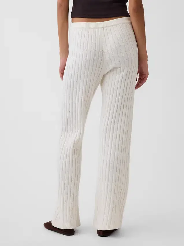 Spodnie sweterkowe z dzianiny typu cable-knit z szerokimi nogawkami CashSoft