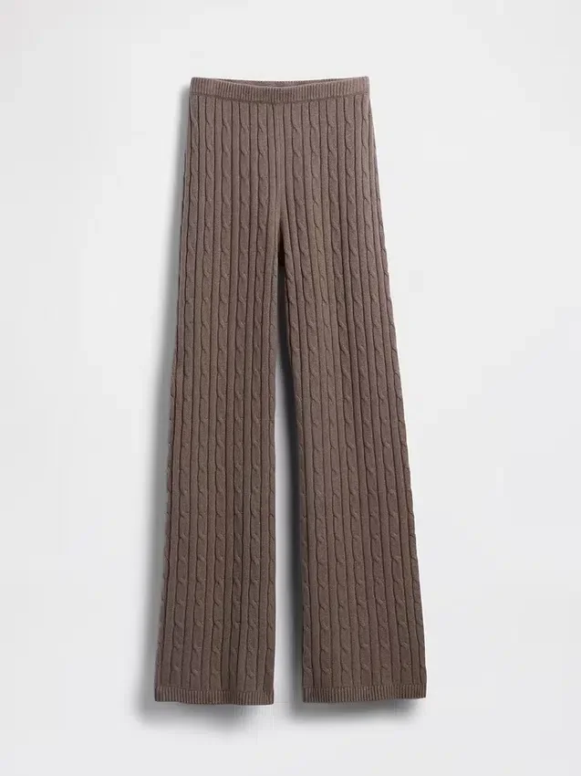 Spodnie sweterkowe z dzianiny typu cable-knit z szerokimi nogawkami CashSoft