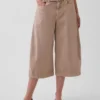 Spodnie typu culotte o średnim stanie z paskiem
