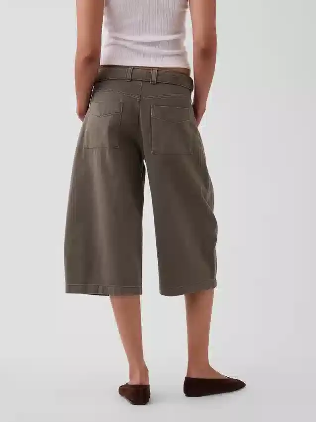Spodnie typu culotte o średnim stanie z paskiem