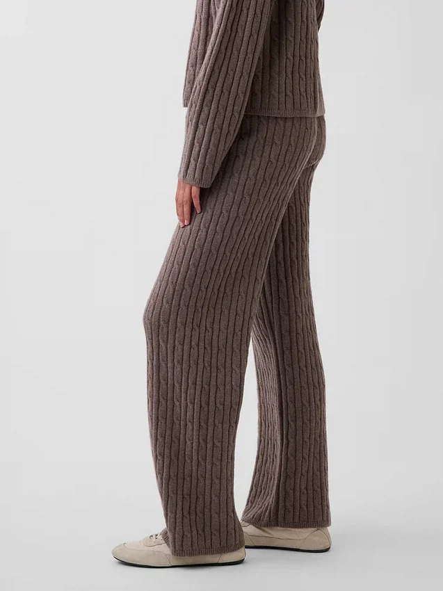 Spodnie z dzianiny typu cable-knit z serii CashSoft o luźnym kroju