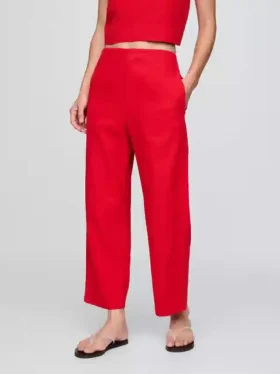 Spodnie z mieszanki lnu o luźnym kroju, proste do kostek