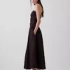 Sukienka maxi z popeliny z obniżoną talią