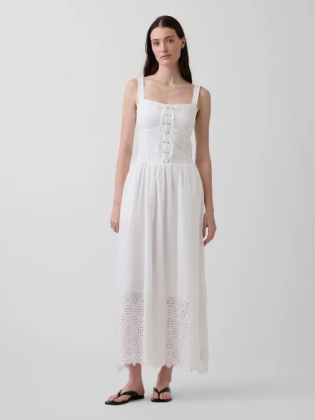 Sukienka maxi z wiązaniem w stylu gorsetu