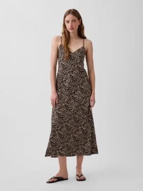 Sukienka typu slip midi w zebrowy wzór