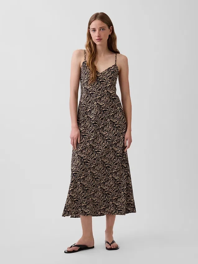 Sukienka typu slip midi w zebrowy wzór
