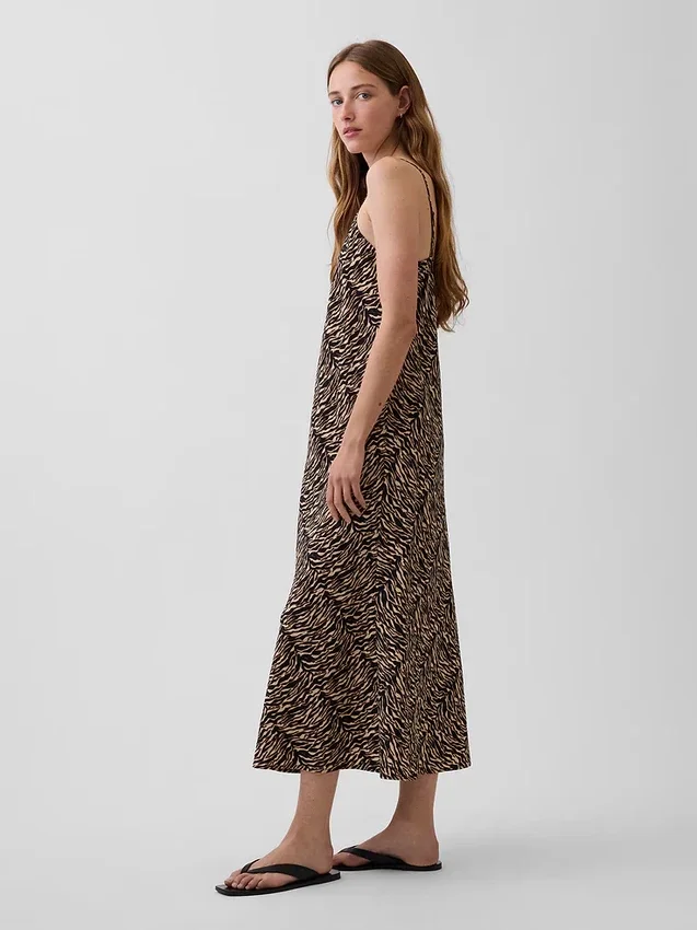 Sukienka typu slip midi w zebrowy wzór