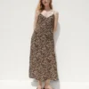 Sukienka typu slip midi w zebrowy wzór