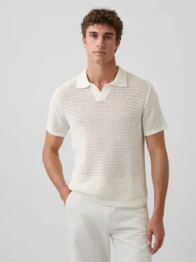 Sweter polo z siateczki