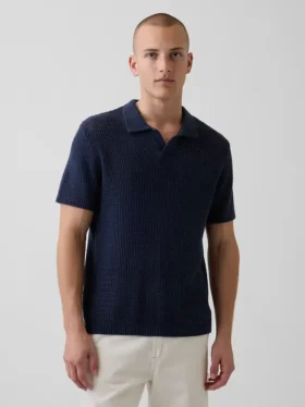 Sweter polo z siateczki