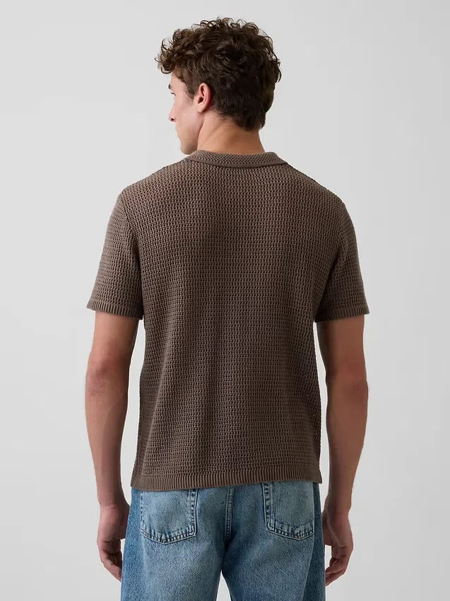 Sweter polo z siateczki