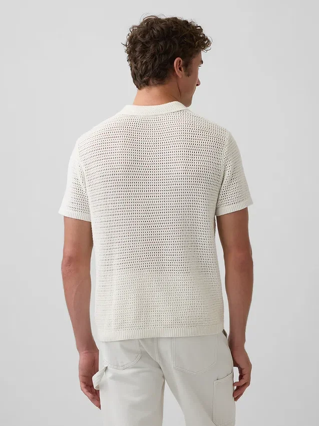 Sweter polo z siateczki