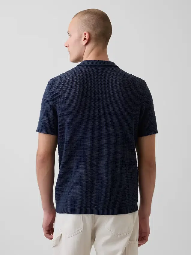 Sweter polo z siateczki