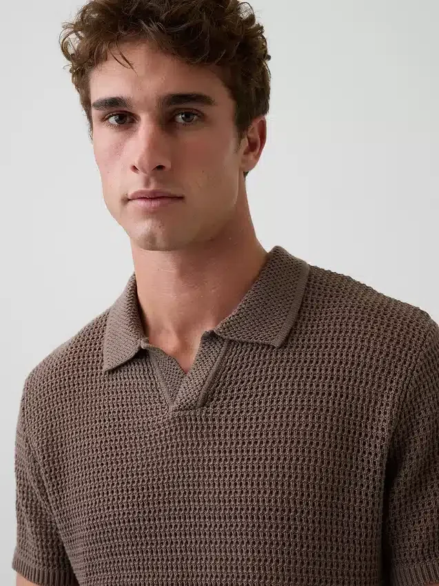 Sweter polo z siateczki