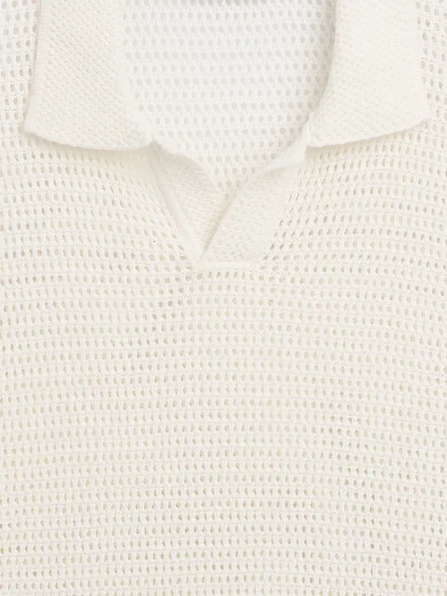 Sweter polo z siateczki