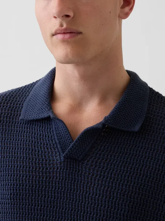Sweter polo z siateczki