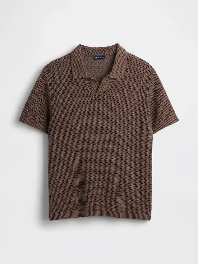 Sweter polo z siateczki