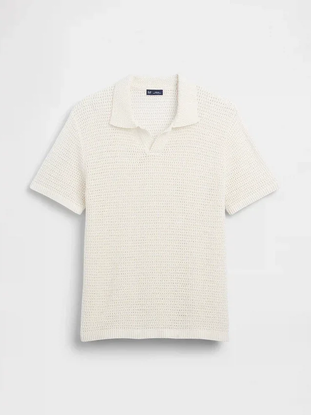 Sweter polo z siateczki