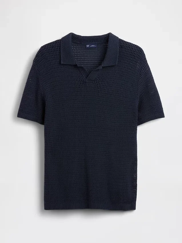 Sweter polo z siateczki