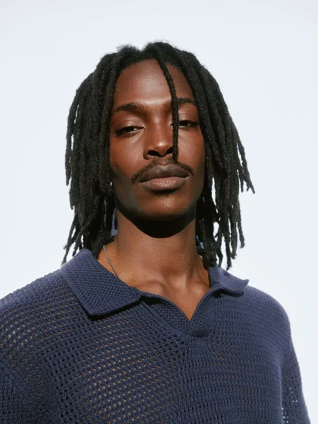 Sweter polo z siateczki
