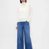 Sweter z golfem w stylu oversize z dzianiny typu pointelle