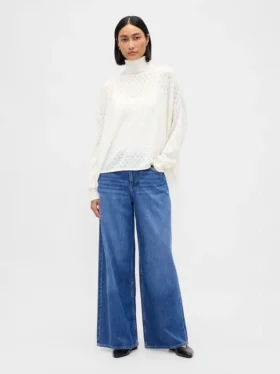 Sweter z golfem w stylu oversize z dzianiny typu pointelle