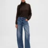 Sweter z golfem w stylu oversize z dzianiny typu pointelle