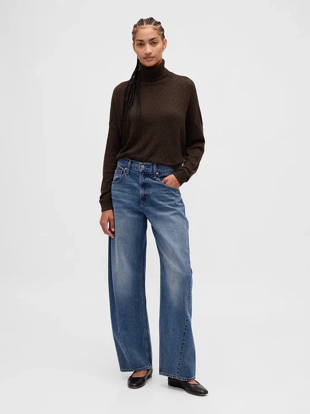 Sweter z golfem w stylu oversize z dzianiny typu pointelle