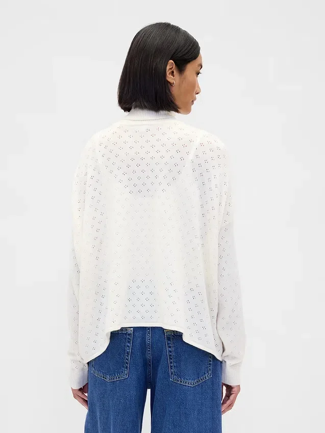 Sweter z golfem w stylu oversize z dzianiny typu pointelle