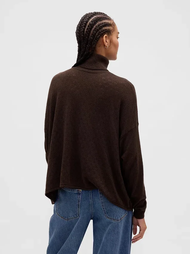 Sweter z golfem w stylu oversize z dzianiny typu pointelle