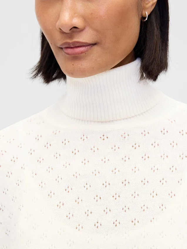 Sweter z golfem w stylu oversize z dzianiny typu pointelle