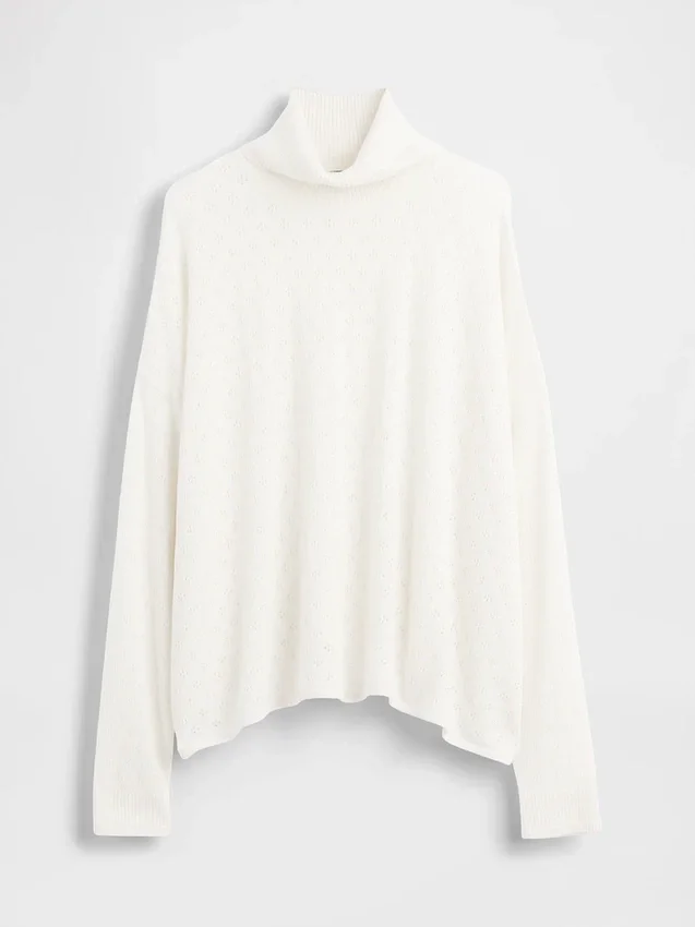 Sweter z golfem w stylu oversize z dzianiny typu pointelle