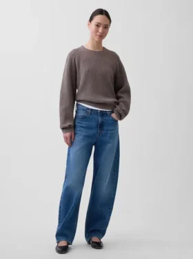 Swetr CashSoft o luźnym kroju z wzorem typu „shaker stitch”