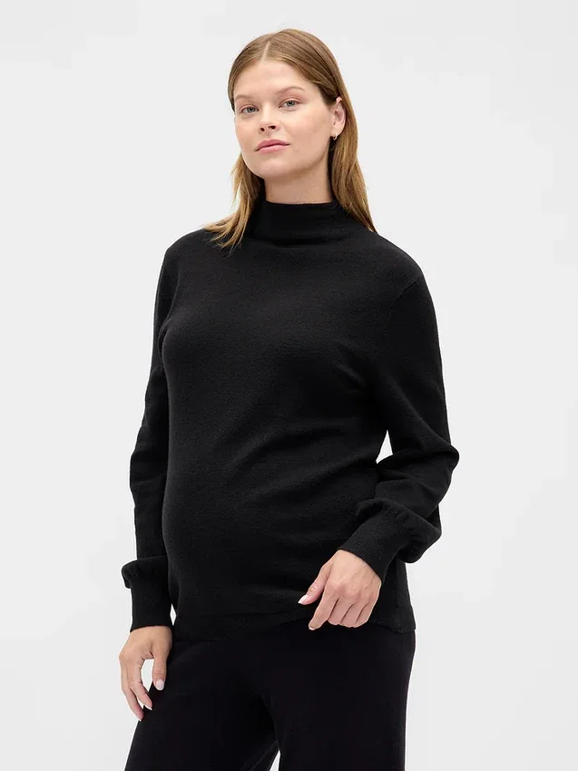 Swetr ciążowy z golfem z materiału CashSoft