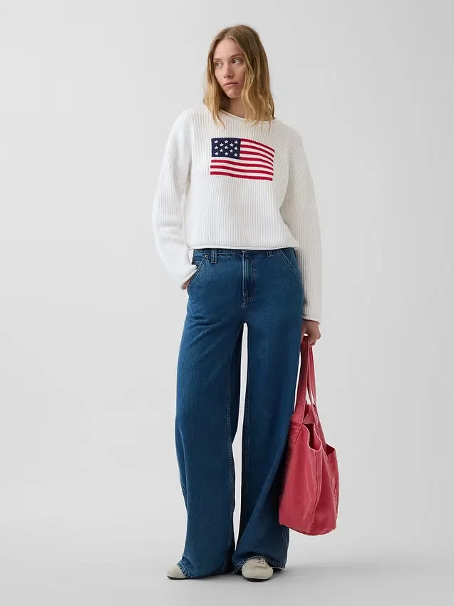 Swetr oversize w stylu amerykańskim, 100% bawełna