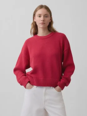 Swetr oversize w stylu crop top, 100% bawełna