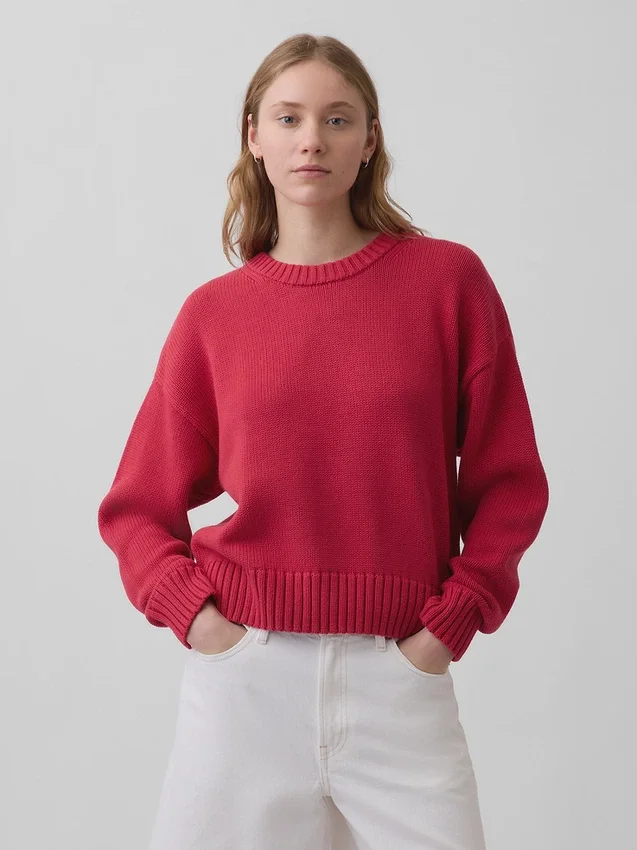 Swetr oversize w stylu crop top, 100% bawełna