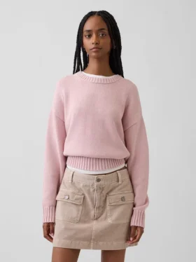 Swetr oversize w stylu crop top, 100% bawełna