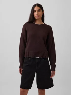 Swetr oversize w stylu crop top, 100% bawełna